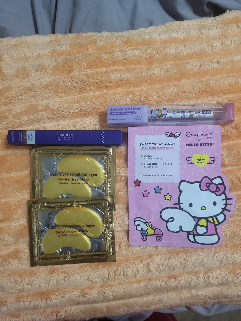 Hello Kitty Sweet Treat Glow Pink Sheet Mask, Creme Shop & BT21 LIP LINER